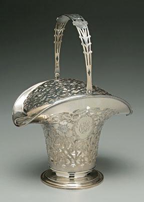 Appraisal: Gorham sterling basket openwork floral sides and handles conforming glass