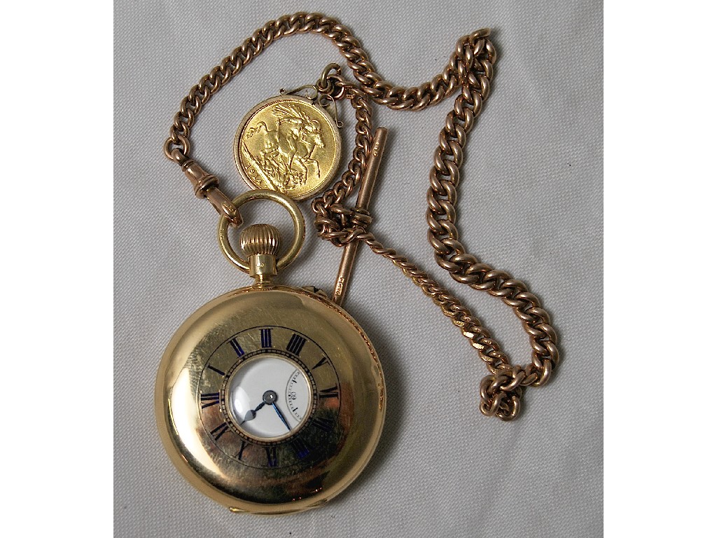 Appraisal: Gentleman's half-hunter pocket watch with second dial and blue enamelled