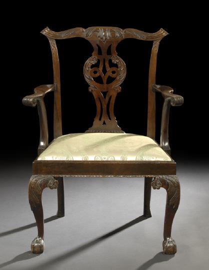 Appraisal: George III Mahogany Armchair early th century the shaped and