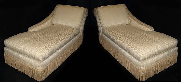 Appraisal: A pair of upholstered chaise lounges height in width in