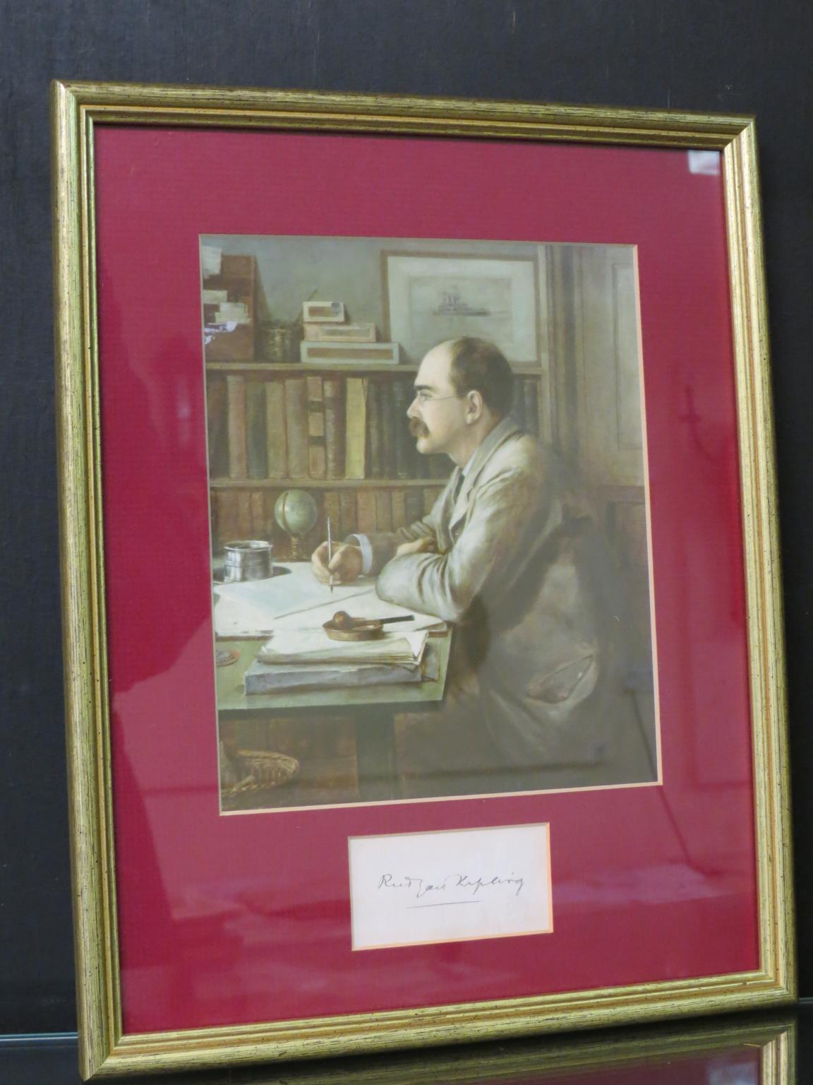 Appraisal: Rudyard Kipling - - signature framed and mounted beneath colour