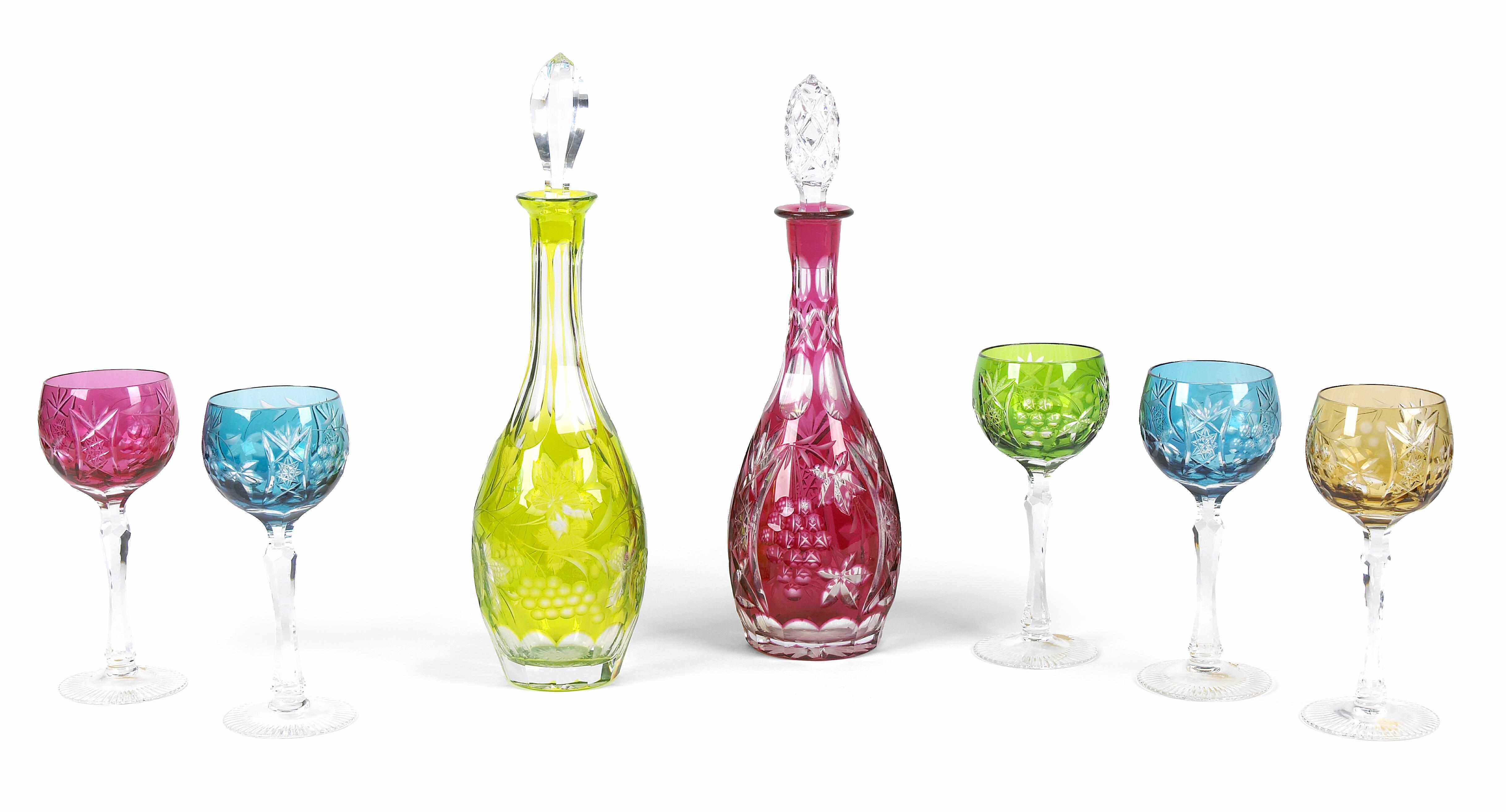 Appraisal: A set of twenty four colored and clear glass wine