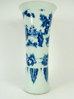 Appraisal: Chinese blue and white vase of waisted conical form painted