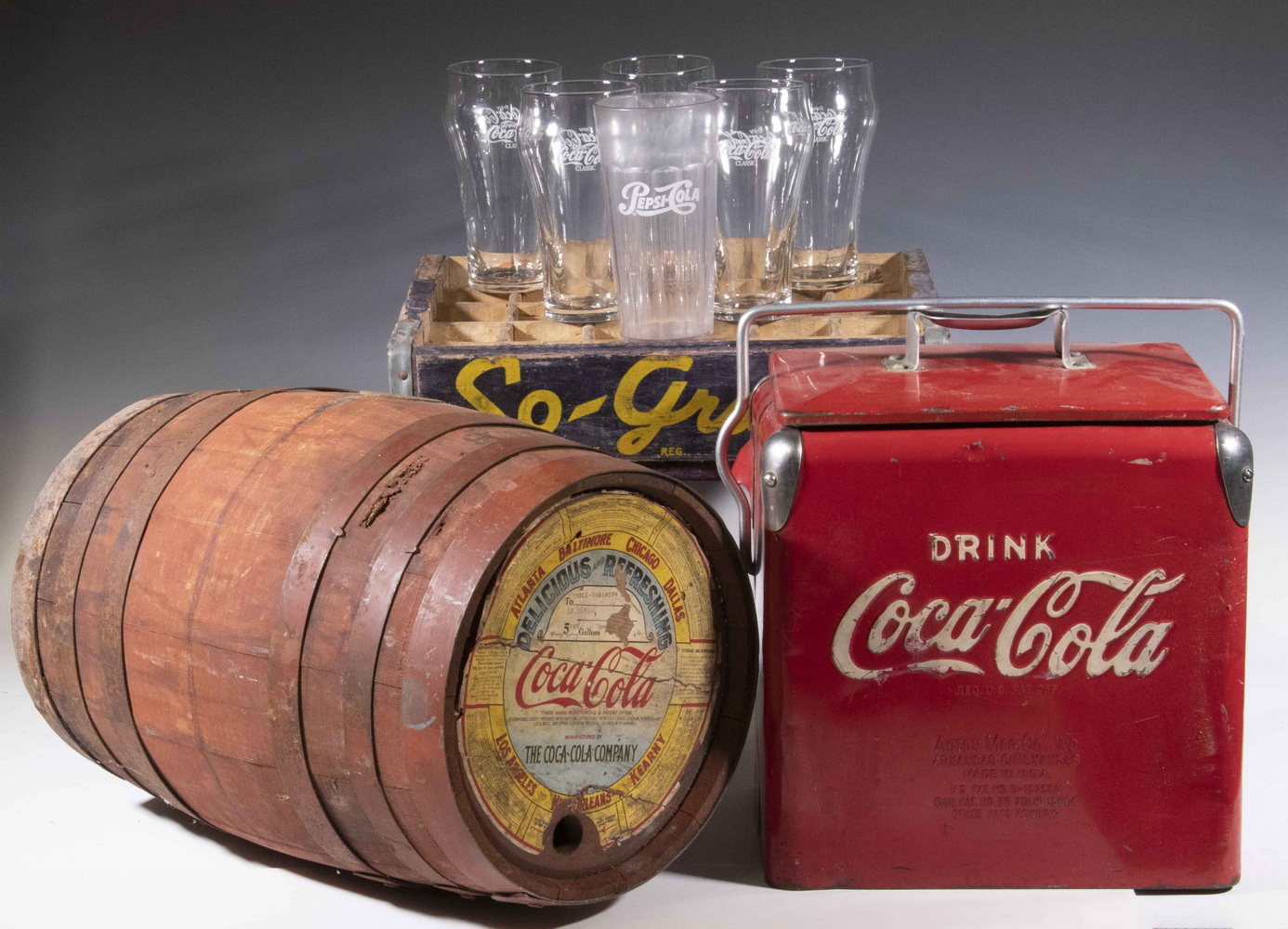 Appraisal: VINTAGE COCA COLA SOFT DRINK COLLECTIBLES Piece Lot including Five-gallon