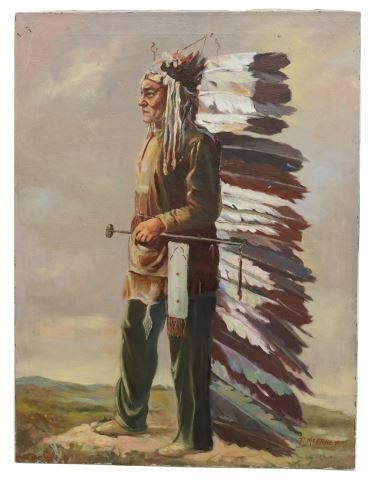 Appraisal: Unframed oil on stretched canvas painting Sitting Bull signed lower