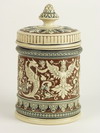 Appraisal: TOBACCO JAR - Fine German two part pottery tobacco jar