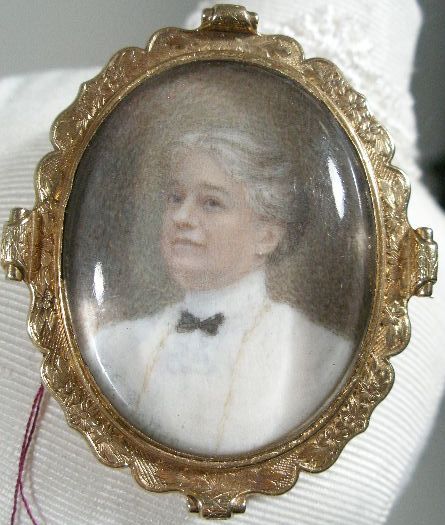 Appraisal: Victorian Portrait Pin hand painted image of a woman set