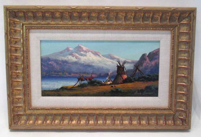 Appraisal: HEINIE HARTWIG OIL ON MASONITE California born titled Montana Encampment