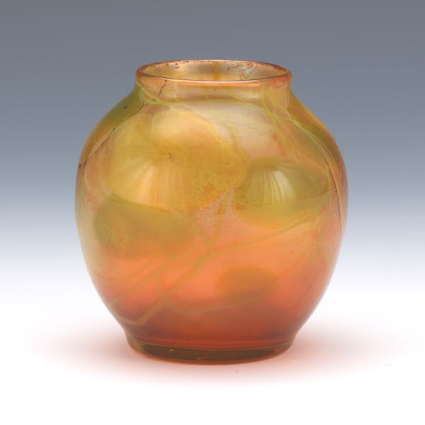 Appraisal: A SMALL TIFFANY FAVRILE GLASS VASE x Depicting water lilies