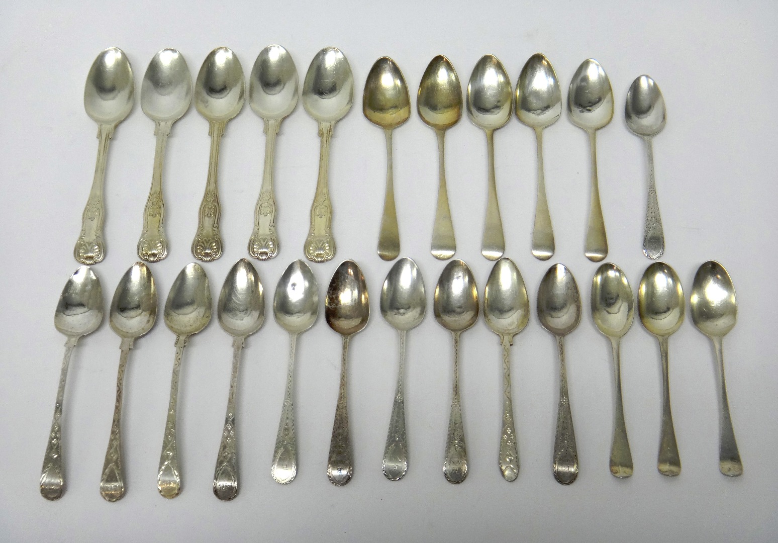 Appraisal: Silver teaspoons comprising six bright cut examples circa maker's mark