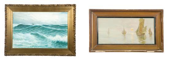 Appraisal: TWO SEASCAPES Watercolor on paper by Otis Weber New York