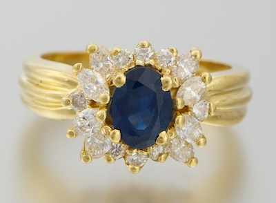 Appraisal: A Ladies' k Gold Sapphire and Diamond Ring k yellow