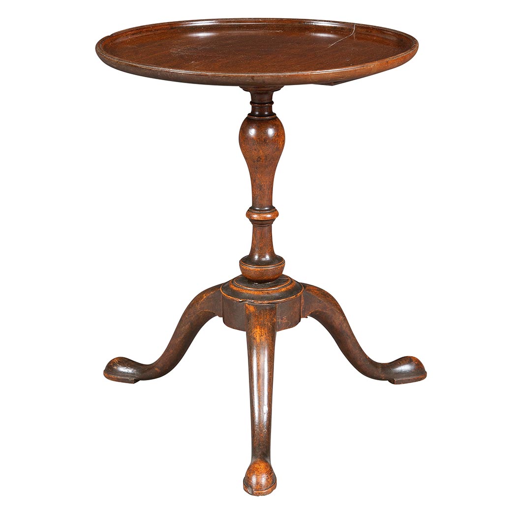 Appraisal: George II Mahogany Candlestand The circular dished top above a