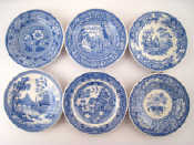 Appraisal: Six ceramic Spode Blue Room collection miniature plates with all