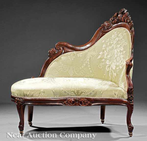 Appraisal: An American Rococo Carved and Laminated Rosewood M ridienne c