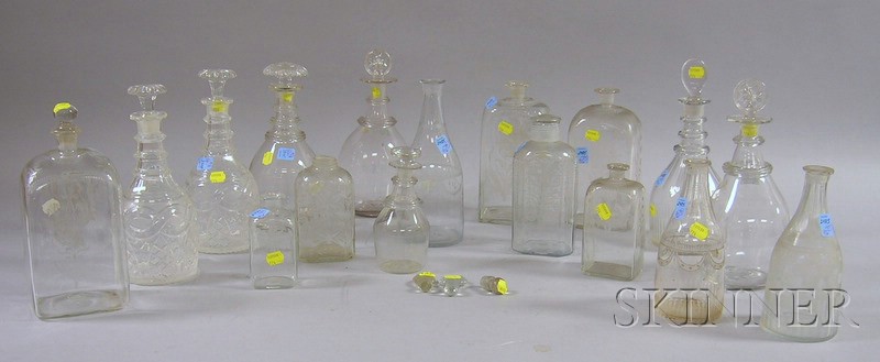 Appraisal: Seventeen th and th Century Colorless Blown Glass Decanters with