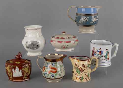 Appraisal: English ceramics to include a mocha pitcher a frog mug