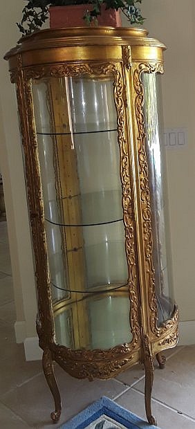 Appraisal: ROCOCO STYLE GILTWOOD VITRINE th Century Of lobed circular form