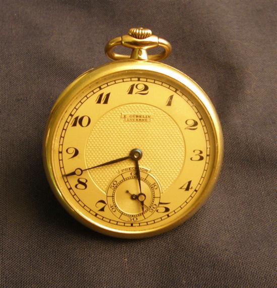 Appraisal: E Gubelin Gentlemen's pocket watch with a gilt dial black