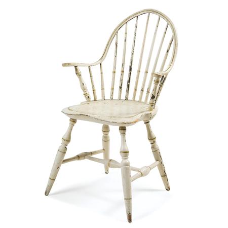 Appraisal: White Painted Windsor Continuous Armchair Estimate -