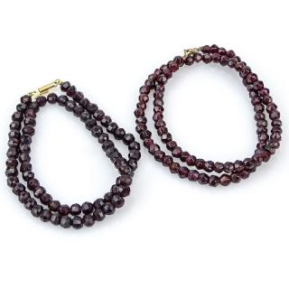 Appraisal: Two Vintage Faceted Garnet Bead Necklaces One with Karat Yellow