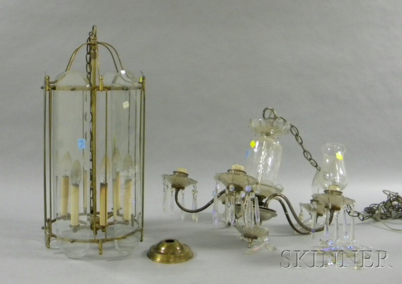 Appraisal: Silver Plated and Colorless Cut Glass Five-Light Chandelier and a