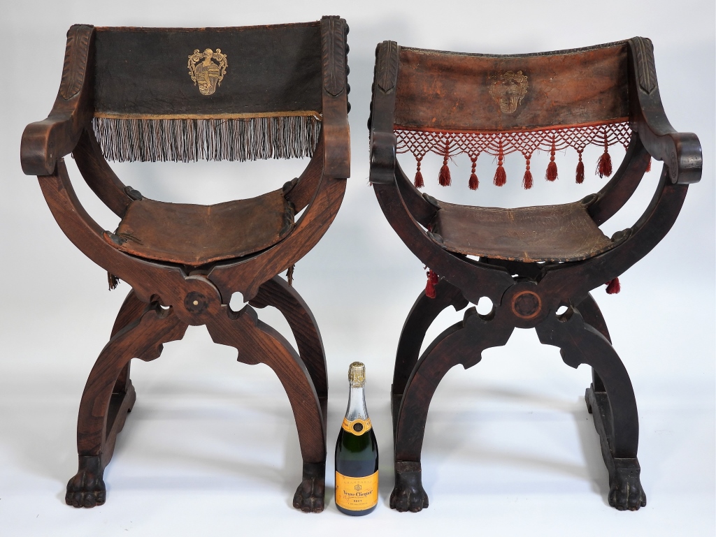 Appraisal: EUROPEAN CONTINENTAL C SAVONAROLA FOLDING CHAIRS Europe th CenturyNear pair