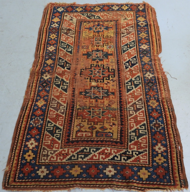 Appraisal: YELLOW KAZAK RUG Middle East th CenturyDeep red golden yellow