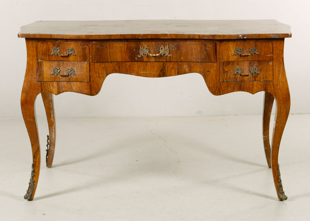 Appraisal: - French Style Burl Wood Writing Desk French style writing