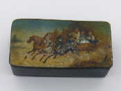 Appraisal: A th century Russian lacquer stamp box painted with troika