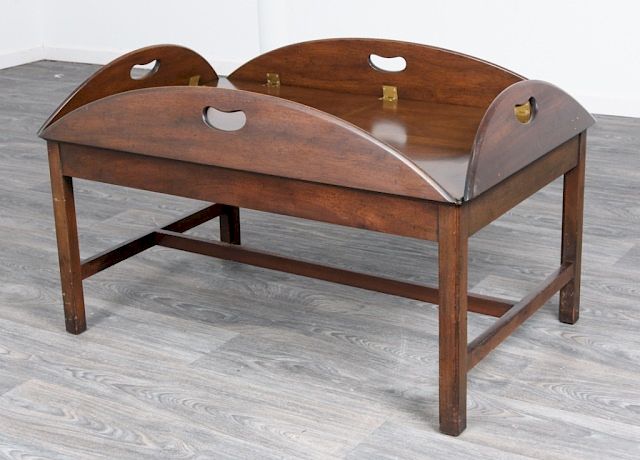 Appraisal: Kittinger Butler's Tray Table Kittinger mahogany butler's tray table with