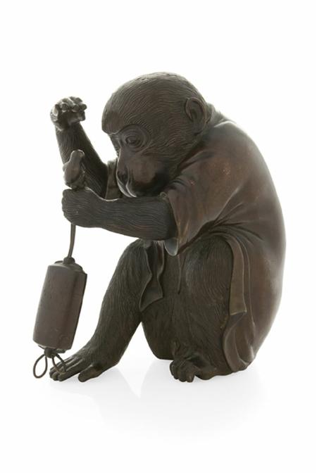 Appraisal: A Japanese bronze figure of a monkey Meiji Taisho Period