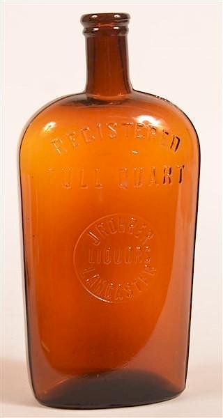 Appraisal: J Rohrer Liquors Variety Amber Flask J Rohrer Liquors Variety