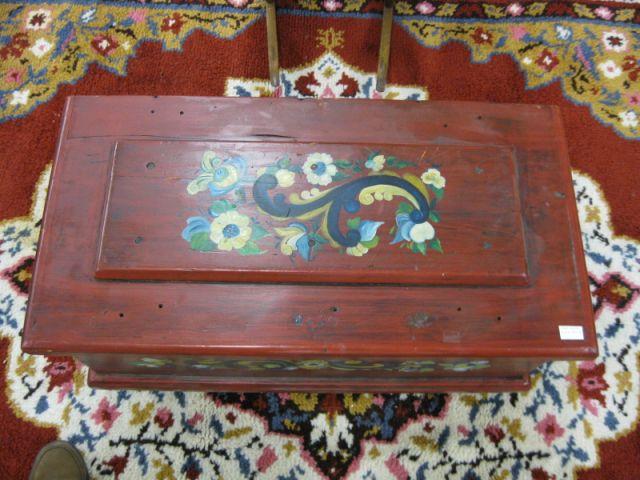 Appraisal: Painted Chest with floral on red - Tall x Wide