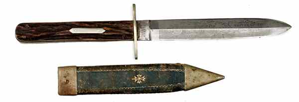 Appraisal: Bowie Knife by Manson '' spear point blade with etched