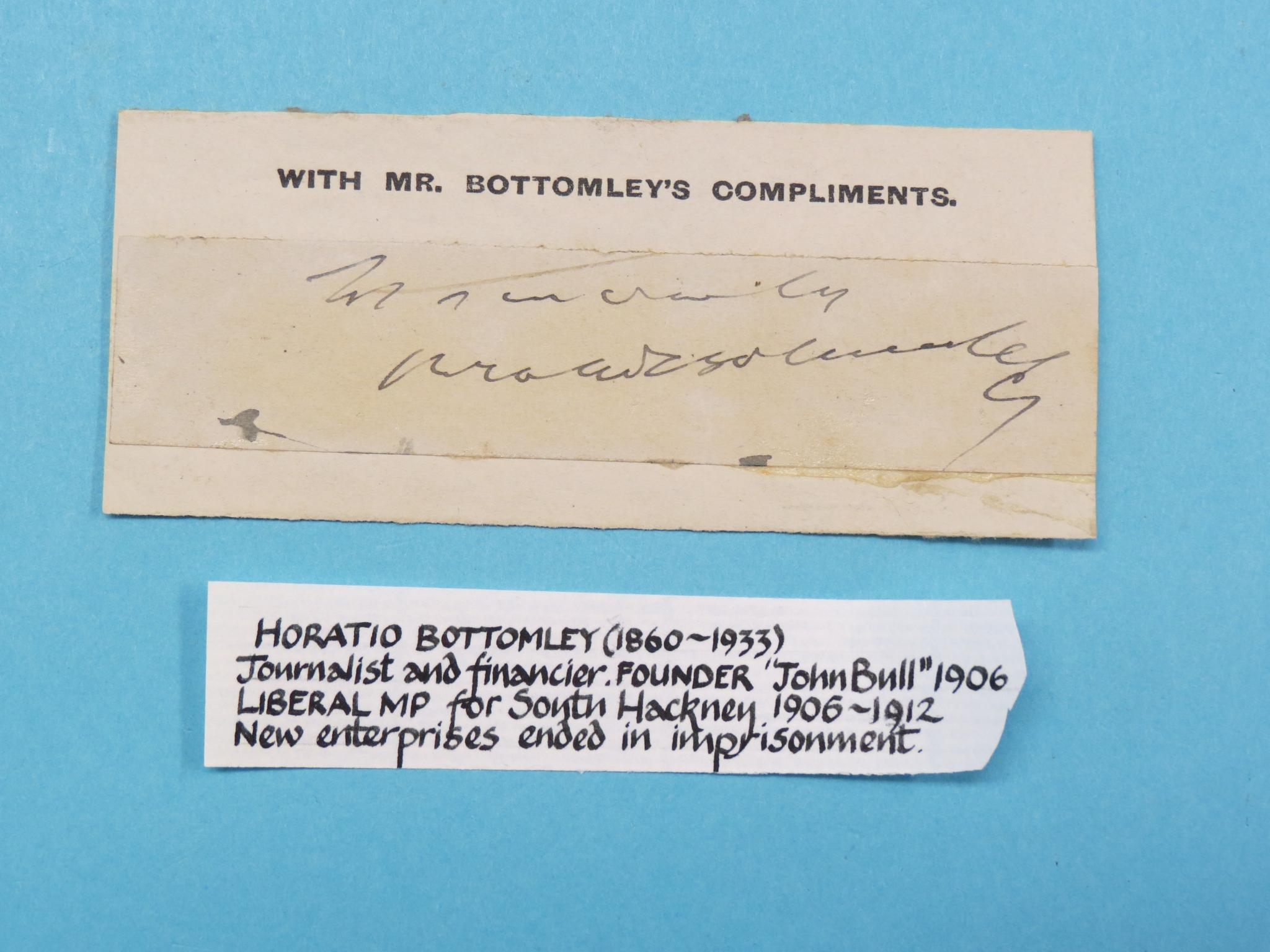 Appraisal: Horatio Bottomley - - signature