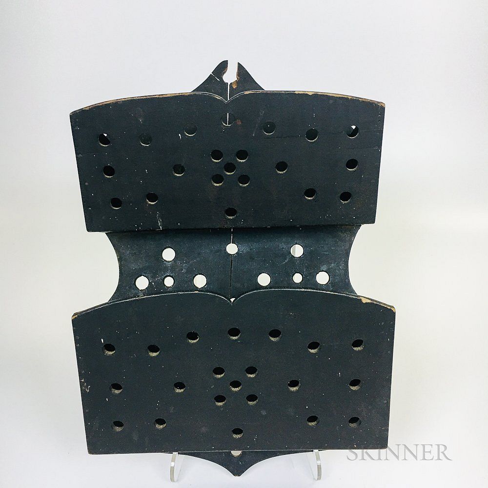 Appraisal: Black-painted Two-tier Pierced Wall Box Black-painted Two-tier Pierced Wall Box