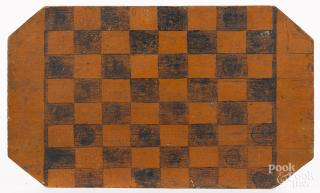 Appraisal: Painted pine gameboard th c retaining its original orange and