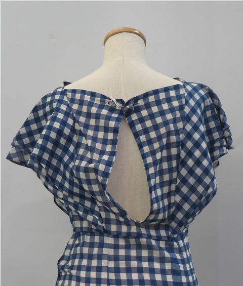 Appraisal: Day dress in blue and white checked cotton circa Provenance