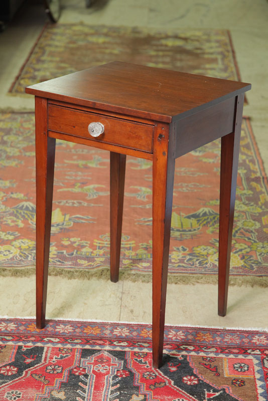 Appraisal: ONE DRAWER STAND Walnut having a glass pull incised drawer