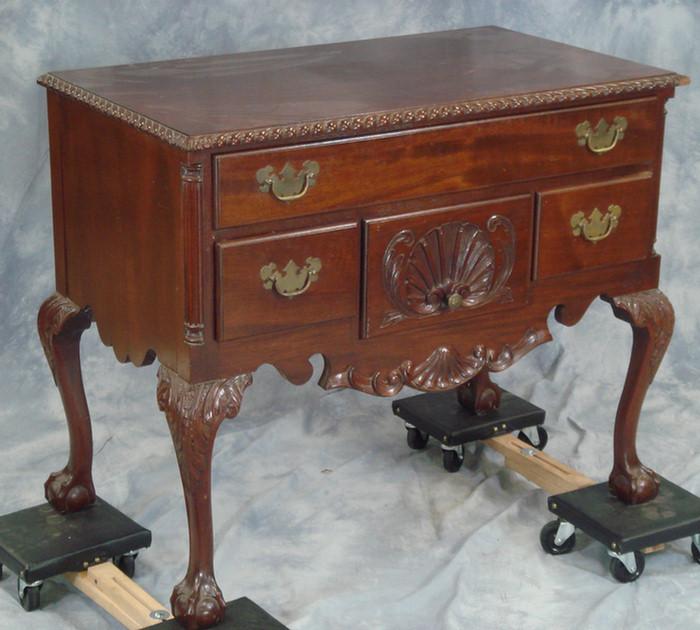 Appraisal: Carved mahogany Chippendale style lowboy hand made th C w