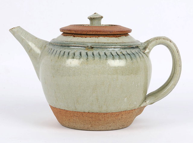 Appraisal: Richard Batterham British b Teapotceladon glaze cm across