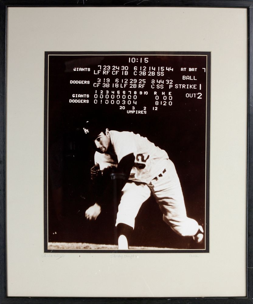 Appraisal: The Vintage Collection Sandy Koufax Black and White Photograph LA