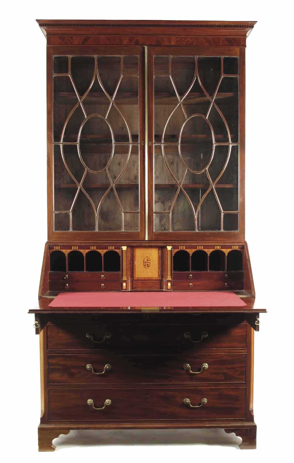 Appraisal: A George III mahogany bureau bookcase