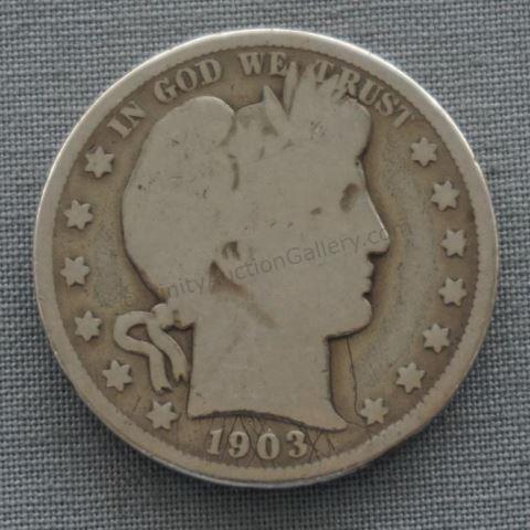 Appraisal: -O Barber Silver Half Dollar In average circulated condition with