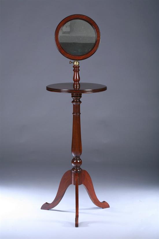 Appraisal: ENGLISH EMPIRE MAHOGANY PEDESTAL SHAVING STAND Early th century with