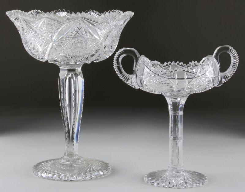 Appraisal: Two Cut Glass Compotes the first a double handled form