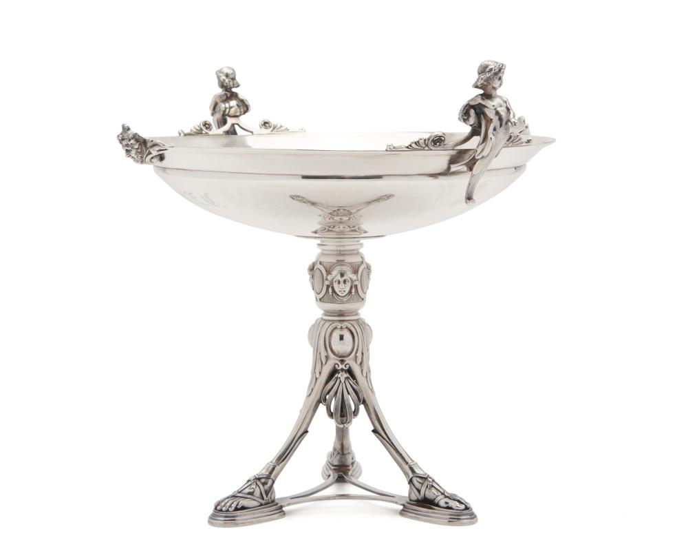 Appraisal: Gorham Classical Revival Silver Figural Fruit Stand Providence ca -