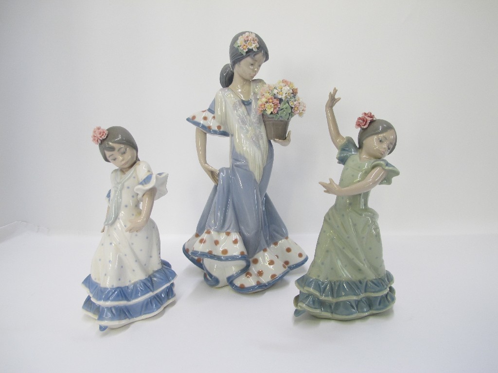 Appraisal: Three Lladro figures including and two Valencian girls