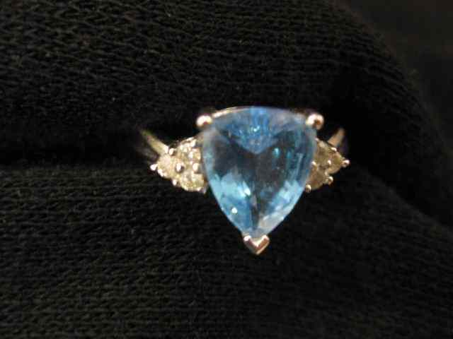 Appraisal: Blue Topaz Diamond Ring pear shaped gem with diamonds on